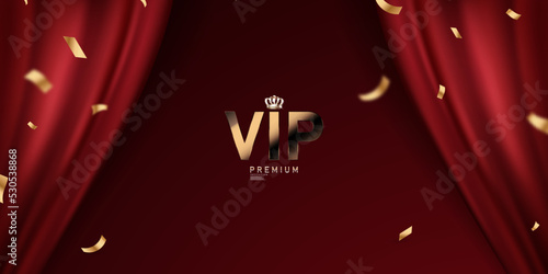 vip background design on red luxury curtains vector illustration