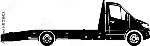 Flatbed tow truck silhouette.