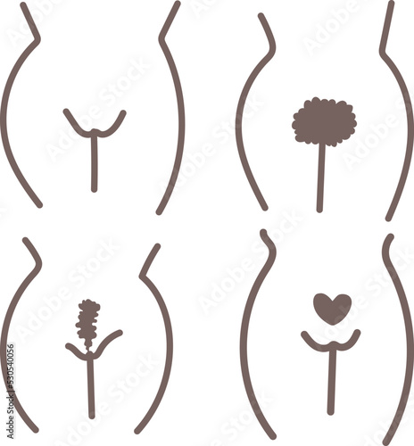 Linear woman hip vector illustration.