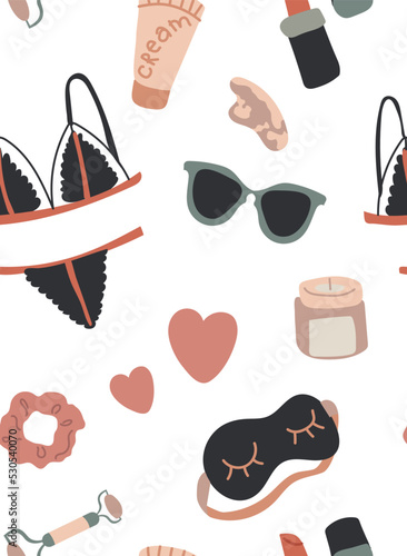 Beauty routine seamless pattern.