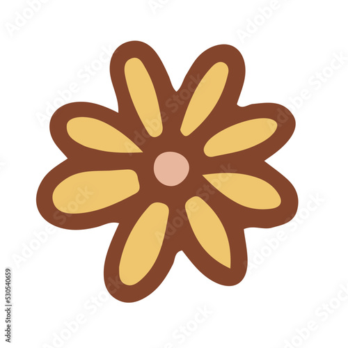 Retro groovy flower. Collection of different flowers in a hippie style. Vector boho illustration isolated on a light background