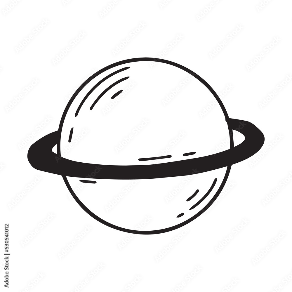 Planet vector illustration. Saturn in doodle style. Planet vector illustration. Saturn in doodle style.