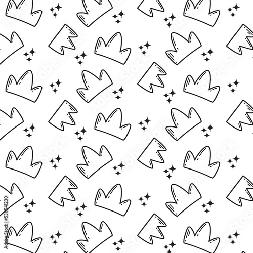 Seamless pattern with a crown. Doodle style. Vector pattern with a crown. Children s pattern.