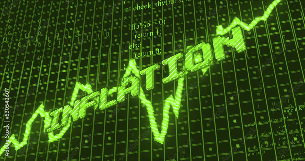 Image of inflation text over data processing Image of inflation text over data processing