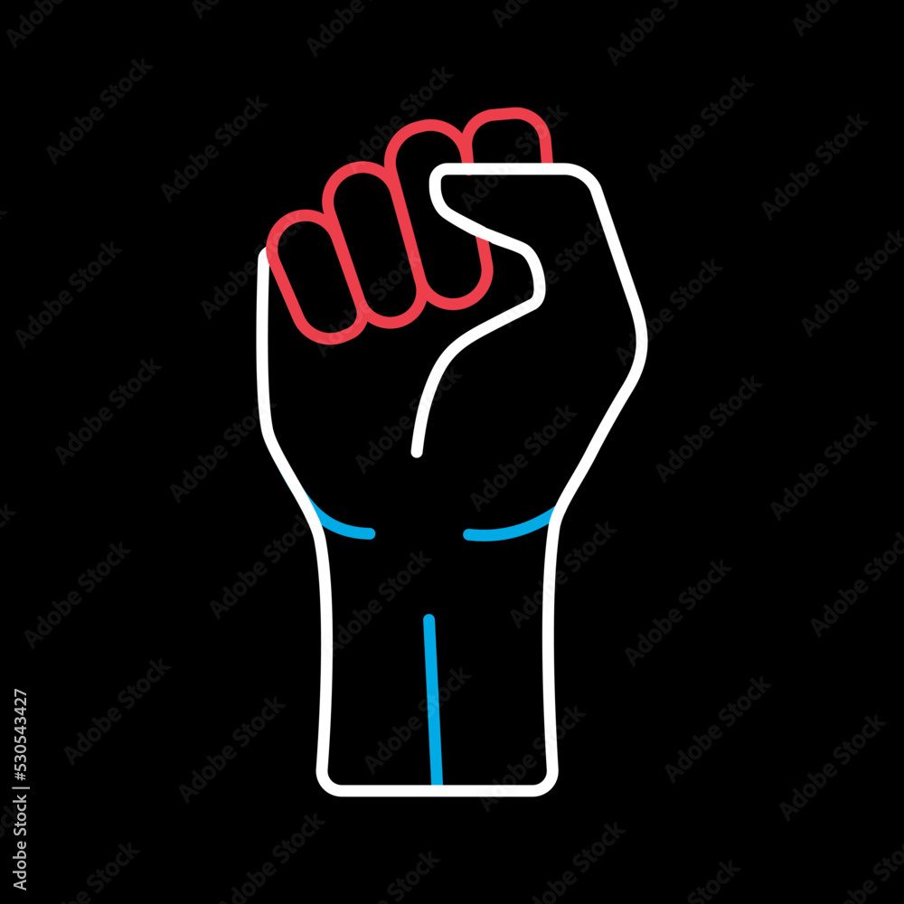 Fist raised up vector icon. Protest, strike sign Fist raised up vector icon. Protest, strike sign