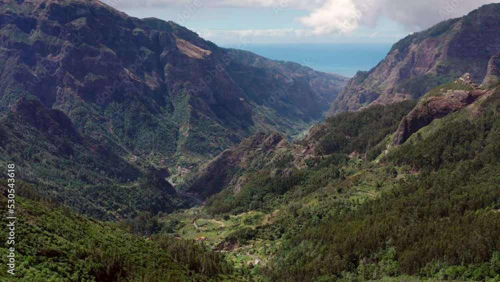 Aerial view of mountain range in Madeira, Portuga Aerial view of mountain range in Madeira, Portuga