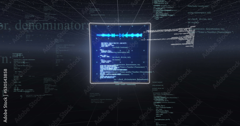 Image of data processing on blue background Image of data processing on blue background