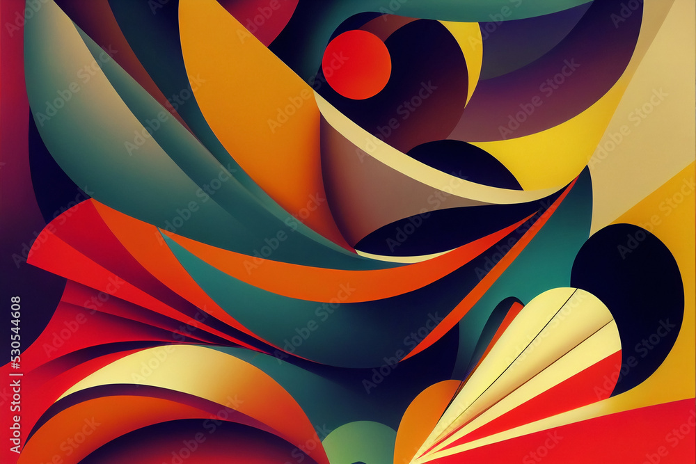 Abstract retro background, colorful shapes and line art, digital illustration Abstract retro background, colorful shapes and line art, digital illustration