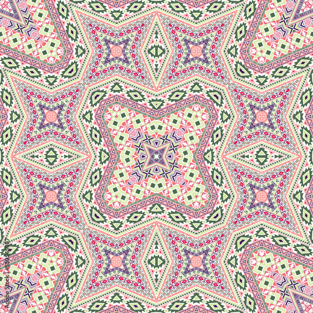 Indian endless pattern vector design. Modern geometric texture. Tile print in ethnic style. Mosaic