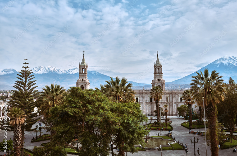 The main square of the city. Arequipa, Peru.