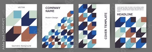 Corporate booklet front page template collection vector design. Modernism style futuristic album