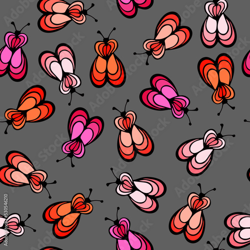 Fly bug insect cartoon illustration vector seamless pattern.