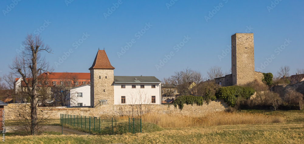 Panorama of the towers of the historic city wall of Stassfurt, Germany Panorama of the towers of the historic city wall of Stassfurt, Germany