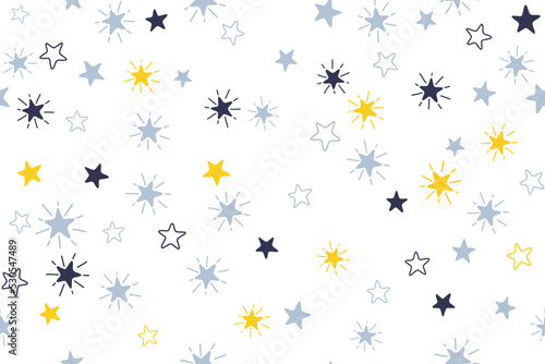Stars childish vector seamless pattern graphic design. New Year gift wrapping pattern.