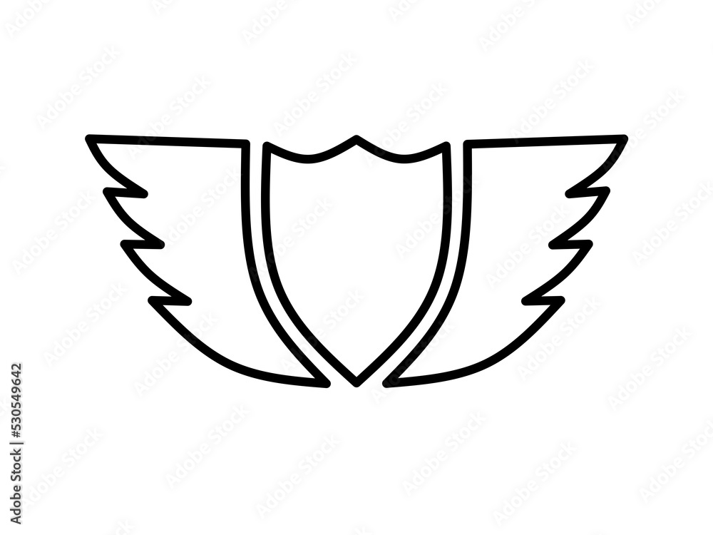 winged shield icon with line design winged shield icon with line design