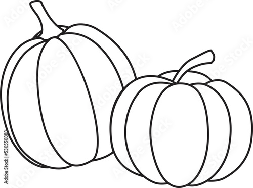 Double of halloween pumpkins outline,Fall season vector