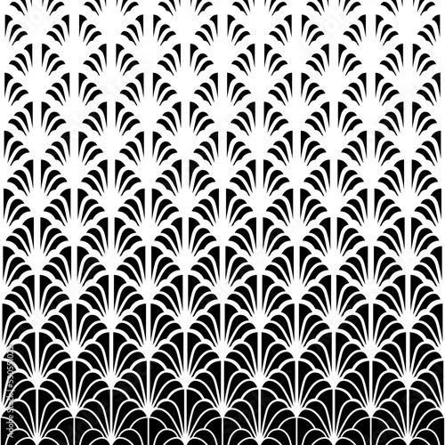Abstract halftone pattern. Faded gradient flowers. Repeated intricate geometric border. Fading shape. Repeating geometry background for design prints. Modern fades geo patern. Vector illustration