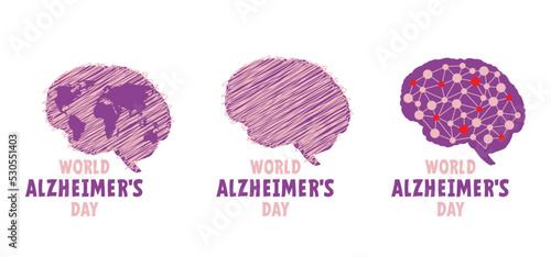 World alzheimer's day or dementia day. People ( patients ) suffering from the brain disease and memory loss, for neurology, mental illness. Alzheimer's, parkinson's disease symptoms. June or September