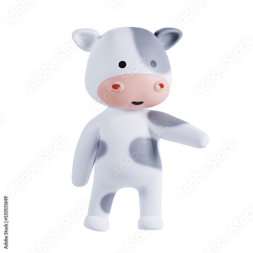 3d render cute cow