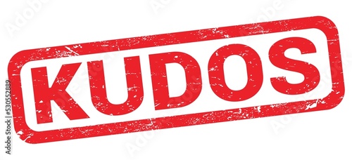 KUDOS text written on red rectangle stamp.