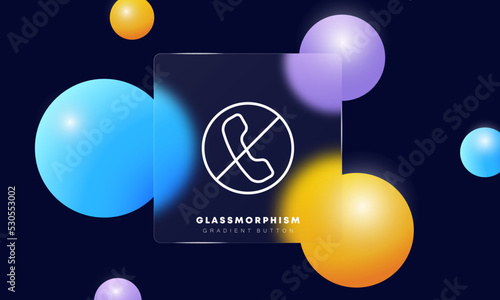 Silence mode line icon. Phone, handset, calls all over the planet, communication, geolocation, gps. Phone concept. Ui phone app screen. Glassmorphism. Vector line icon for Business and Advertising
