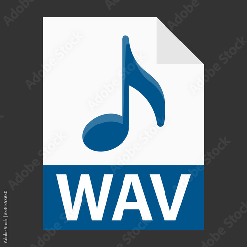 Modern flat design of WAV file icon for web