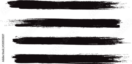 Black brush stroke set isolated on background. Collection of trendy brush stroke vector for black ink paint, grunge backdrop, dirt banner, watercolor design and dirty texture. Brush stroke vector