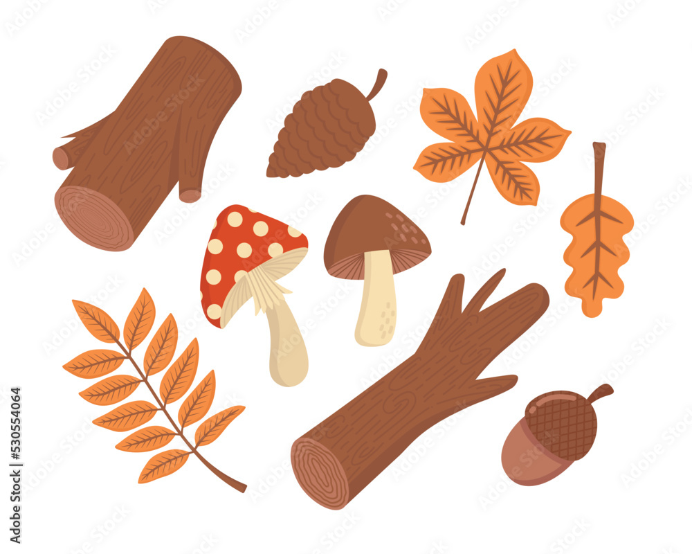 Doodle flat clipart. Autumn set of gifts of nature. All objects are repainted. Doodle flat clipart. Autumn set of gifts of nature. All objects are repainted.