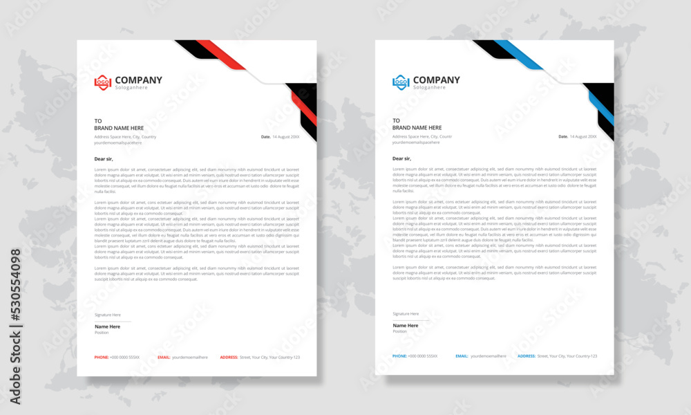 Corporate and clean letterhead design