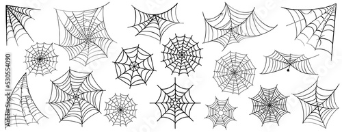 Vector Set of spider web and halloween cobweb decoration.