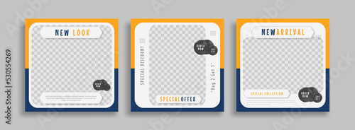 Editable minimal square banner template with geometric shapes for social media post, story and web internet ads. Vector illustration