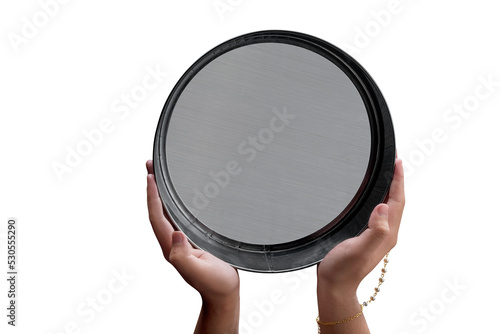 Quadro su tela Woman hand holding Karwa Chauth strainer