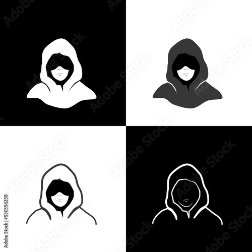 Hackers wearing white and black hoodies in 4 patterns