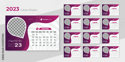 Calendar design 2023 template new desk and wall calendar design with creative and modern shapes for print-ready