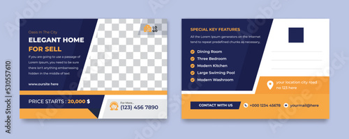 Real estate postcard template vector design, Real estate Postcard Design vector template