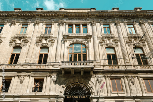 Photography Grand Pera building in Istiklal Street, historical structure in Istanbul, travel