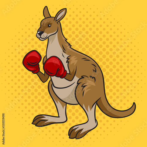 kangaroo boxer pinup pop art retro vector illustration. Comic book style imitation.