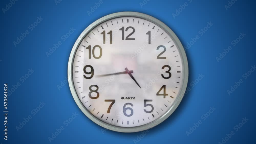 Analogue Wall Clock Timelapse Loop with Blue Background Analogue Wall Clock Timelapse Loop with Blue Background