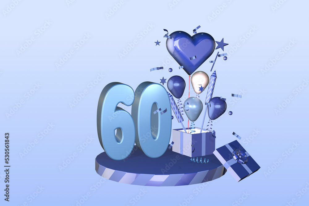 3D rendered display suitable for 60 60th birthday or sixty sixtieth anniversary celebration card or invitation 3D rendered display suitable for 60 60th birthday or sixty sixtieth anniversary celebration card or invitation