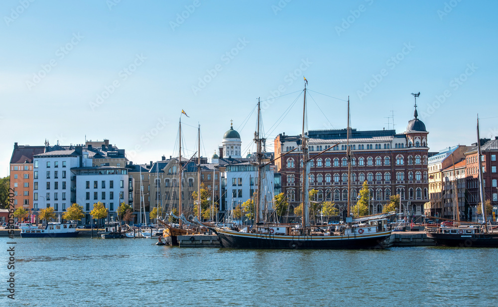 Helsinki, capital of Finland seen from the sea