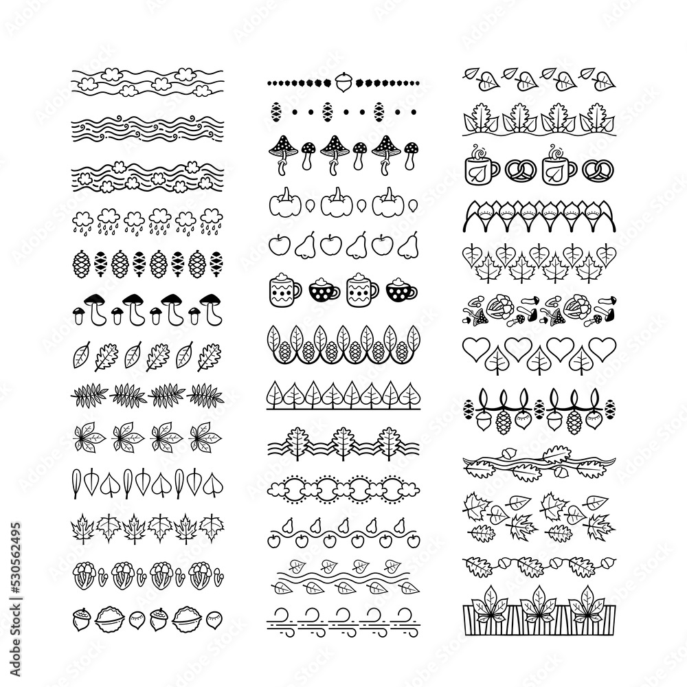 Simple Line Art Autumn Pattern Brushes Set Simple Line Art Autumn Pattern Brushes Set