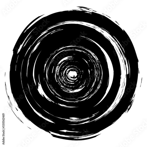 Black Spiral Grunge Pattern Isolated on White Background.