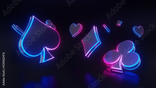neon poker symbol set