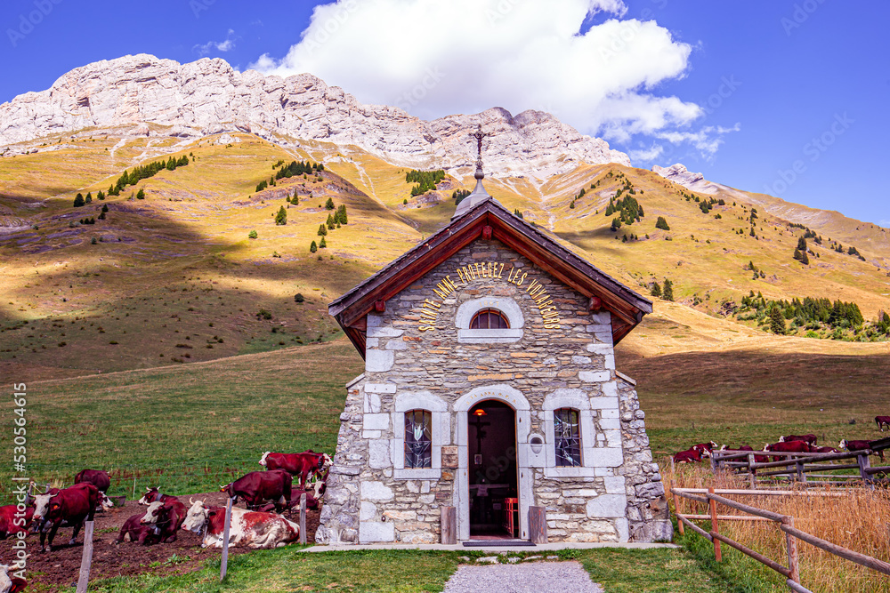 Chapel on Col des Aravis pass, haute-savoie, France