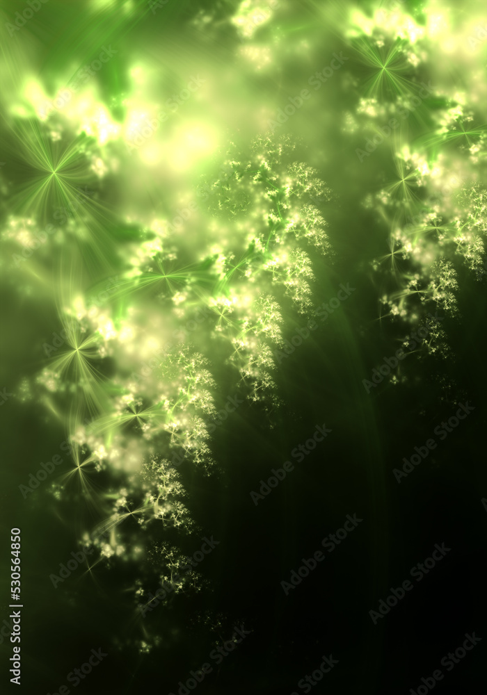 Abstract green fractal art background, suggestive of plants or vines.