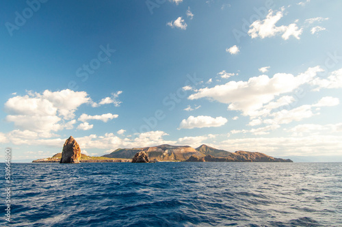 The stromboli vulcano erupting on the 