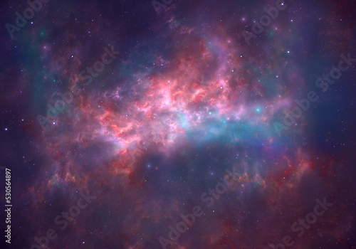 Abstract fractal art background which suggests a nebula and stars in outer space. © synthetick