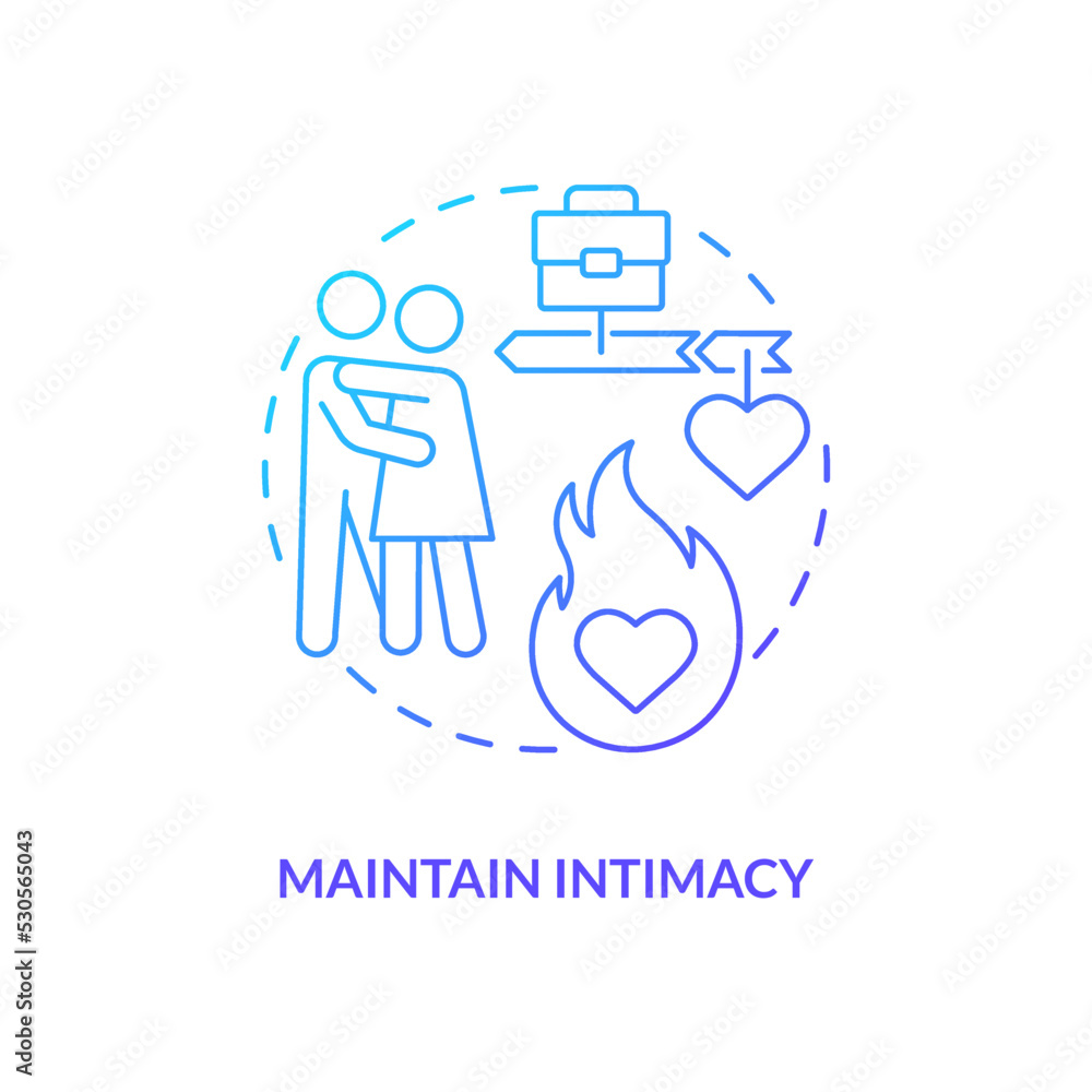 Maintain intimacy blue gradient concept icon. Keep passion in relationship abstract idea thin line illustration. Intimate connection. Isolated outline drawing. Myriad Pro-Bold font used Maintain intimacy blue gradient concept icon. Keep passion in relationship abstract idea thin line illustration. Intimate connection. Isolated outline drawing. Myriad Pro-Bold font used
