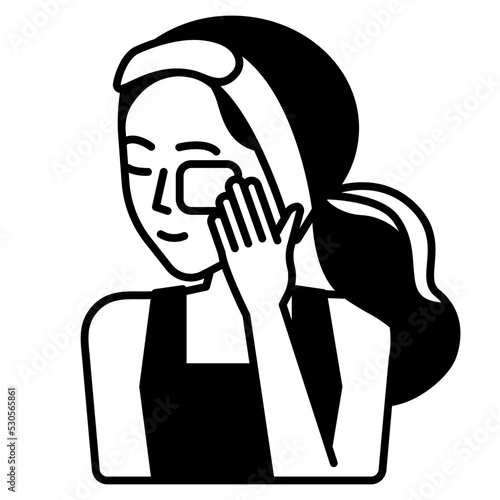 woman clean her face glyph icon