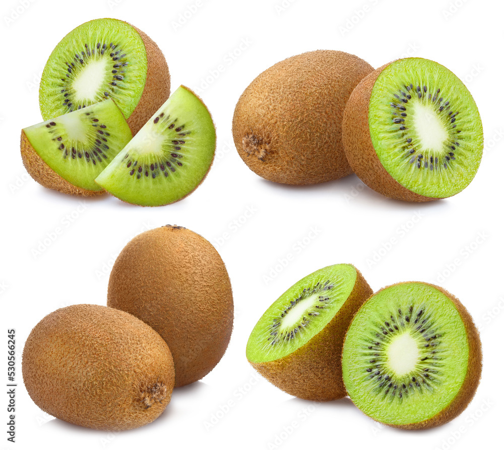 Fototapeta premium Collection of delicious kiwi fruits, isolated on white background